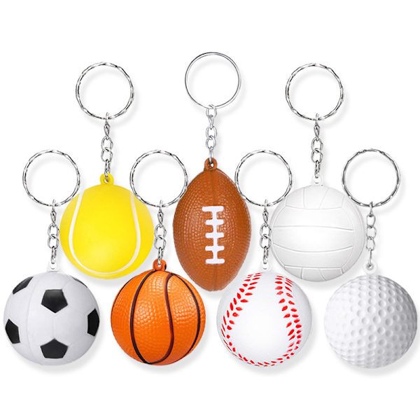 7 stk Mini Fotball Nøkkelring Fotball Gave Nøkkelring Fotball Stressballer Fotball Lag Gave Sportsballer Festgave Posefyll Fotball Rugby Volleyball Tennis Golf