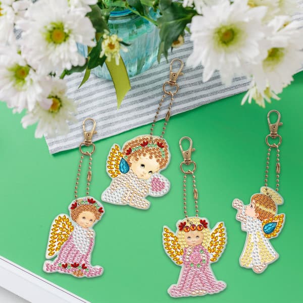 ##/4-pack DIY Diamantmålning Nyckelringar##/