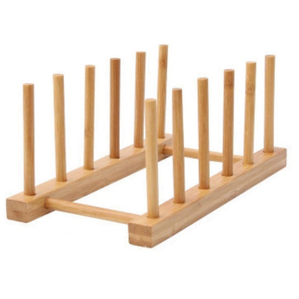 Köksförvaringsställ Bambu Halkfri Platt Tallrik Grytlock Disk Skål Torkställ Organisation Skärbräda Dräneringsställ D