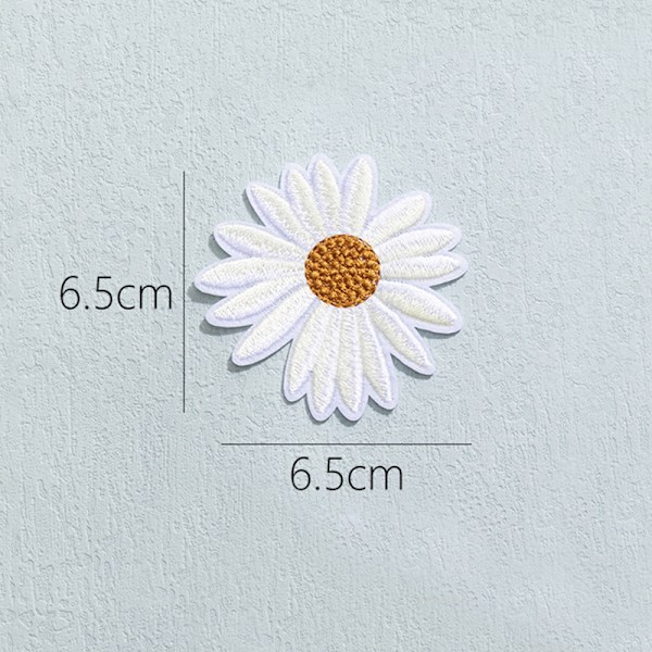 6 stk Daisy Delicate Broderte Lapp, Broderi Blomst Lapp
