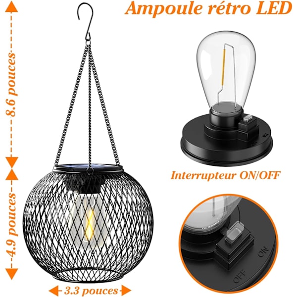 2-pack Sollampa för Utomhus Trädgård, Utomhus Metall Sollampor IP65