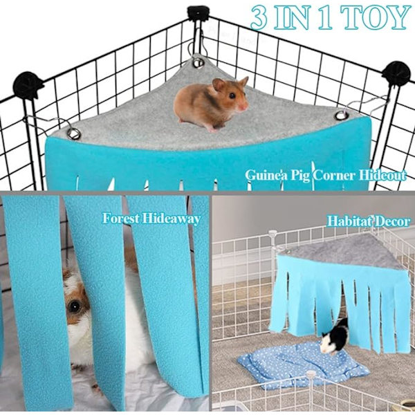 Hamstertält & Hängmatta för Smådjur (Blå), Tillbehör till Bur
