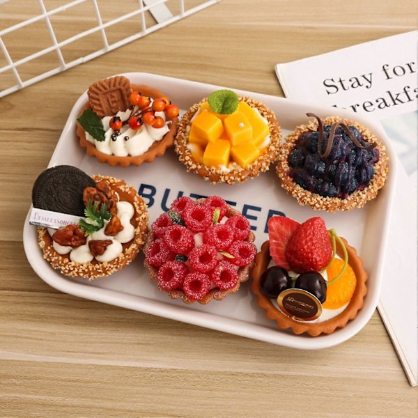 Simuleringskake Modell Realistisk Fotografering Rekvisitter Håndlaget Kunstig Fruktkake Egg Tart Modell Vindu Utstillingsdekorasjon for Fest E