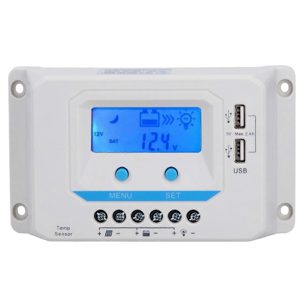 Solar Charge Controller Panel PWM 30A Husholdnings ABS Skal LCD Display EL2430Z 12V/24V