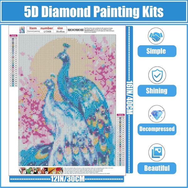 ##/Diamantmålning Kit för Vuxna - 5D Diamantkonst Kit - Två Påfåglar##/