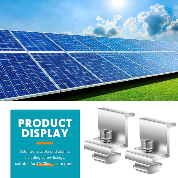 12 delar av installationssats för solpaneler, fotovoltaisk aluminiumändklämma, pvoltaiskt spårtillbehör, monteringsfäste för solpaneler, modulhöjd