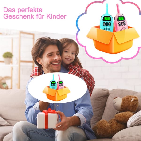(2 rosa) oppladbare walkie-talkier barneradioleker