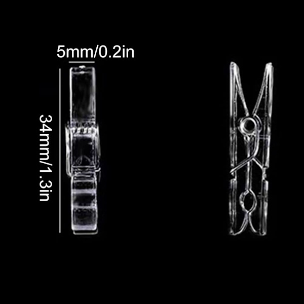 Transparent Klädnypa, Mini Transparent Klädnypor, Mini Plast