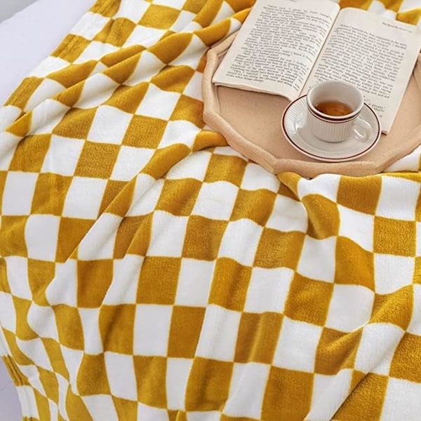 ##/Gul Blød Plaid Flanel Sofa Plaid Blød (70x100 cm)##/