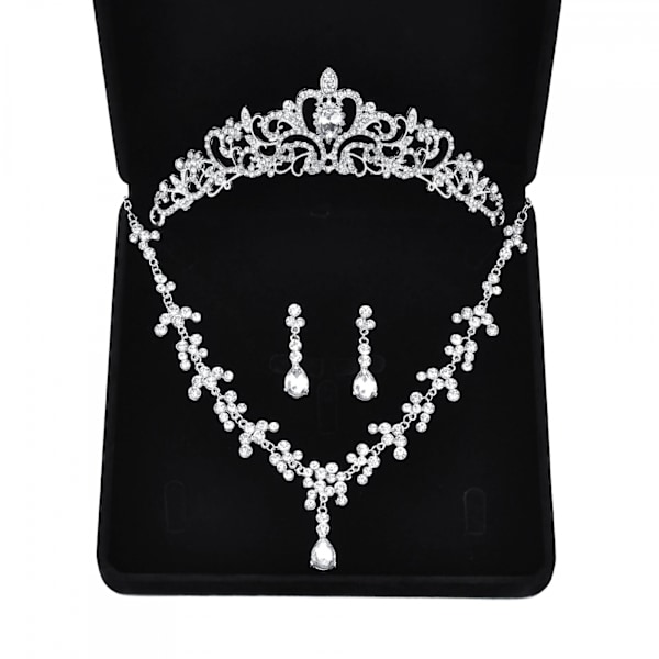##/Choker-setti strass-kruunu retro kuningatar (kolmiosainen setti) kruunu##/