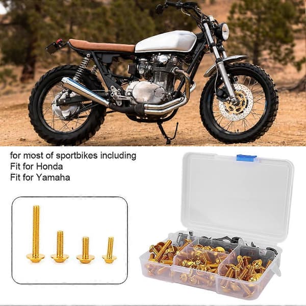 177 st Motorcykelskruvar Kåpskruvssats Universal M5 M6 Passar Yamaha SportbikesGuld