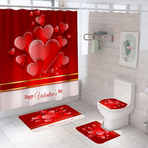 ##/Valentinsdag Kærlighed Polyester Bruseforhæng - 180*180CM##/