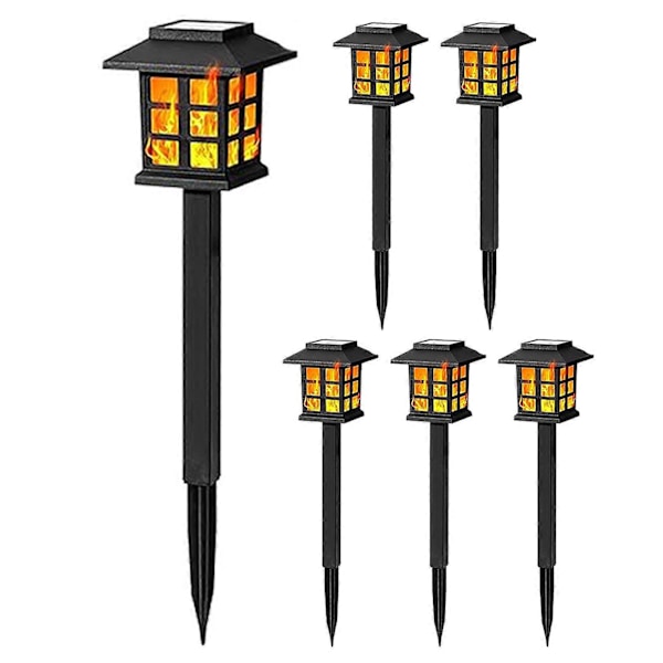 2/6 stk. Plenlamper Flakkende Flamme Solcellelamper IP65 Vanntett Problemfri Installasjon Auto På/Av Utendørs Solcelle Hagelys 6pcs