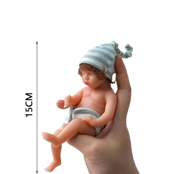 1 x 6 tums mini realistisk babyflicka nyfödd lockigt hår rötter kostym silikon helkropp sovande babydocka 15cm