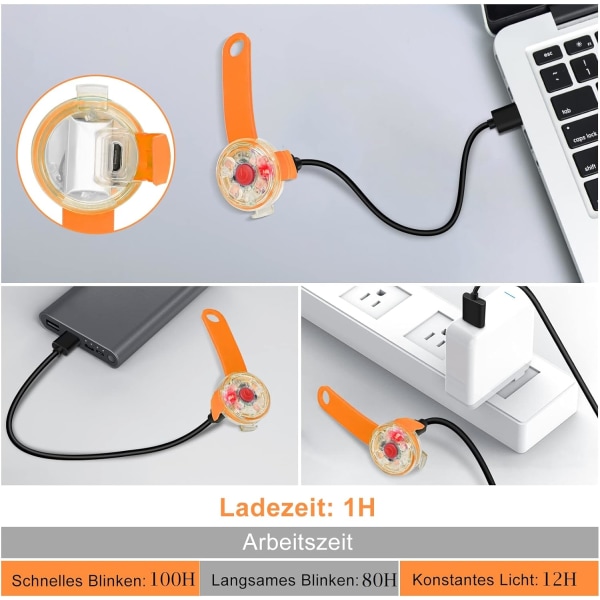 Turvallisuus LED-vilkkuvalo koirille ja kissoille - USB-ladattava LED