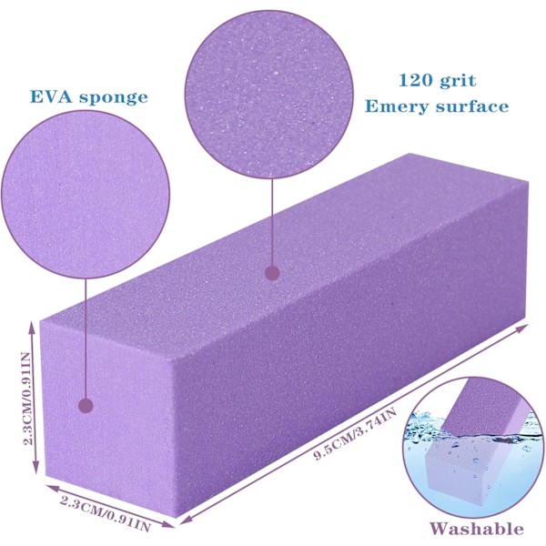 10 stk. neglebufferblokk, profesjonell 120 grit negleslipeblokk