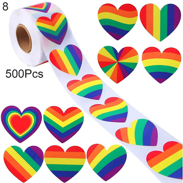 500 st/rulle Hjärtformade Etiketter Klistermärken Godis Presentask Wedding Alla hjärtans dag Dekaler_p&
