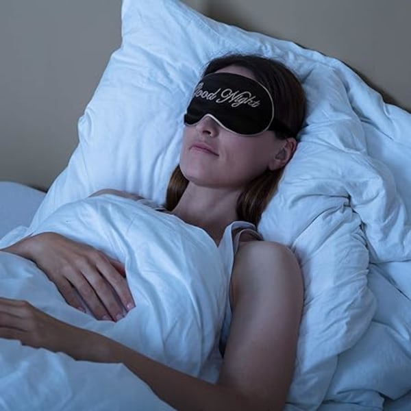 (Svart)1 stycken Silk Sleep Mask Cover Lätt justerbar