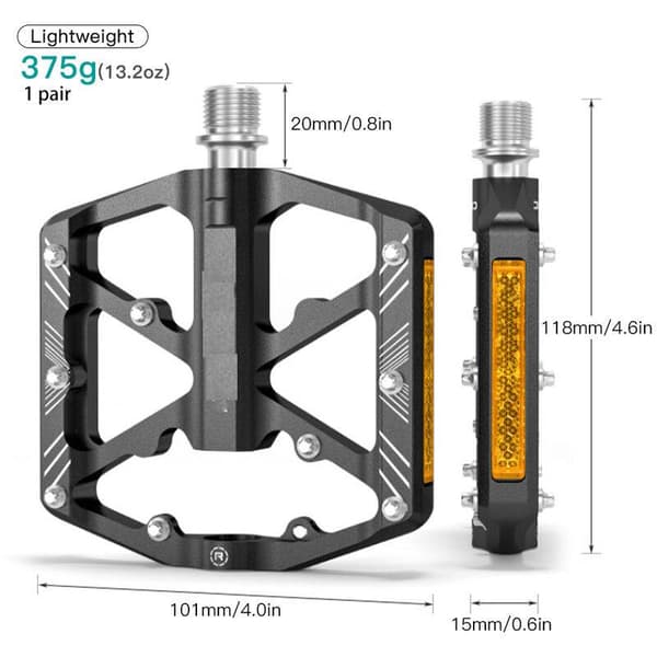 (Silvergrå) Cykelpedaler i aluminium med reflexer, all