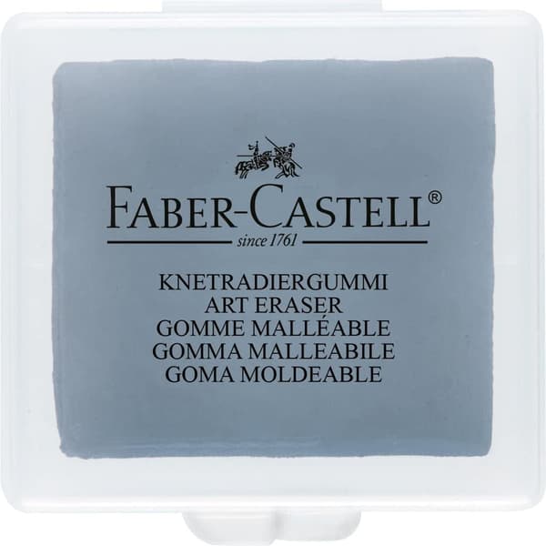 Sett med 6 kunstnermodelleringsviskelær, Art Eraser Faber Castell, Grå