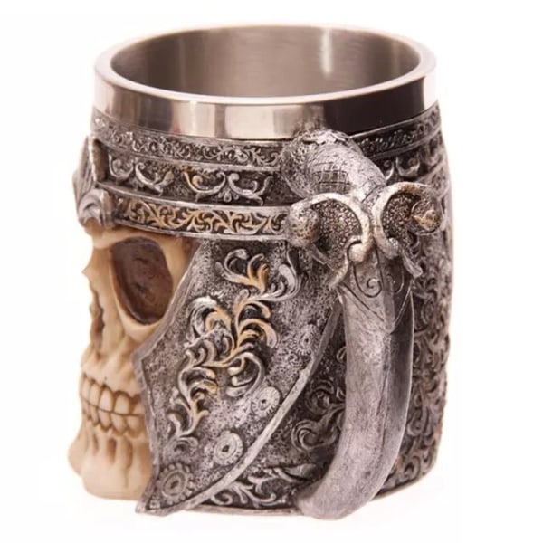 3D Skull Knight Mug Creative Rustfrit Stål Resin Horror Ghost