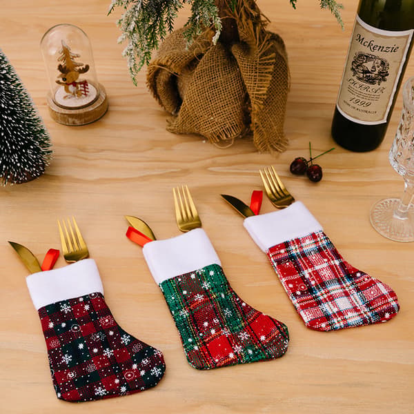 ##/Set med 3 julbesticksäckar - Snöflinga, Köksbestickshållare##/