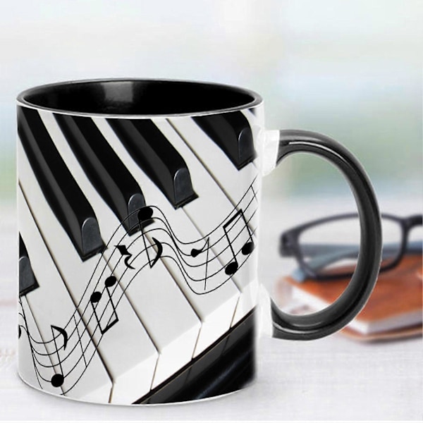 Musikalisk Kaffemugg Keramisk Nyhet Musiknot Kopp Stor 350ml Kapacitet Gitarr Piano Violin Design Varm Dryckesmugg Musikalisk Gåva för Musikälskare Hem D A