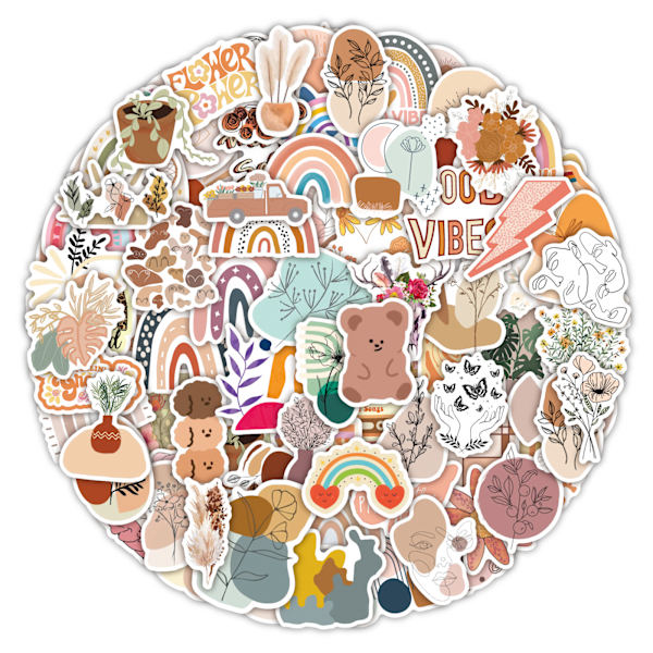 Boho Stickers 100 Stykker Bohemian Stickers Æstetisk Clipart Sti