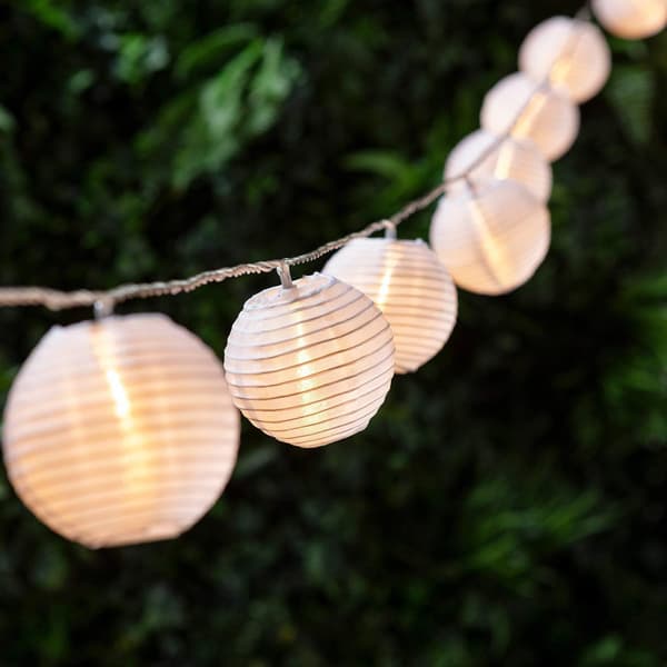 Solcelled LED-lysstreng for utendørs, 6,5 m, 30 stk. nylon LED-streng