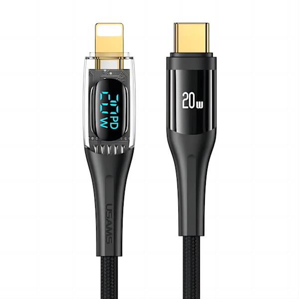 Type c til lightning hurtigladekabel 2m svart USB-C