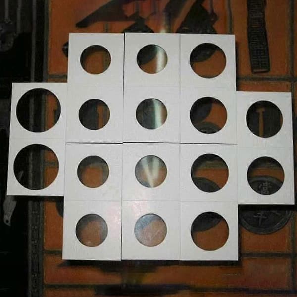 100 stk. Flip-display-opbevaringsholder i pap til 20,5/23/25/27,5/31,5/35 mm mønt 31.5mm