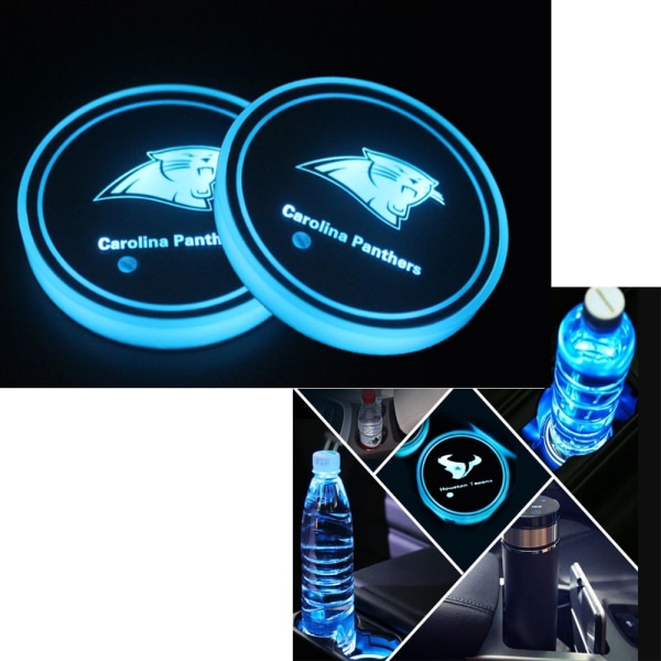 2 st LED-bilskivor (Carolina Panther, ca 68*68*8,5 mm) med