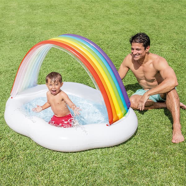 1,42m*1,19m*84cm Regnbue Sky Inflatable Baby Pool, til aldre 1-