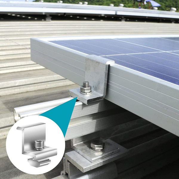 12 delar av installationssats för solpaneler, fotovoltaisk aluminiumändklämma, pvoltaiskt spårtillbehör, monteringsfäste för solpaneler, modulhöjd