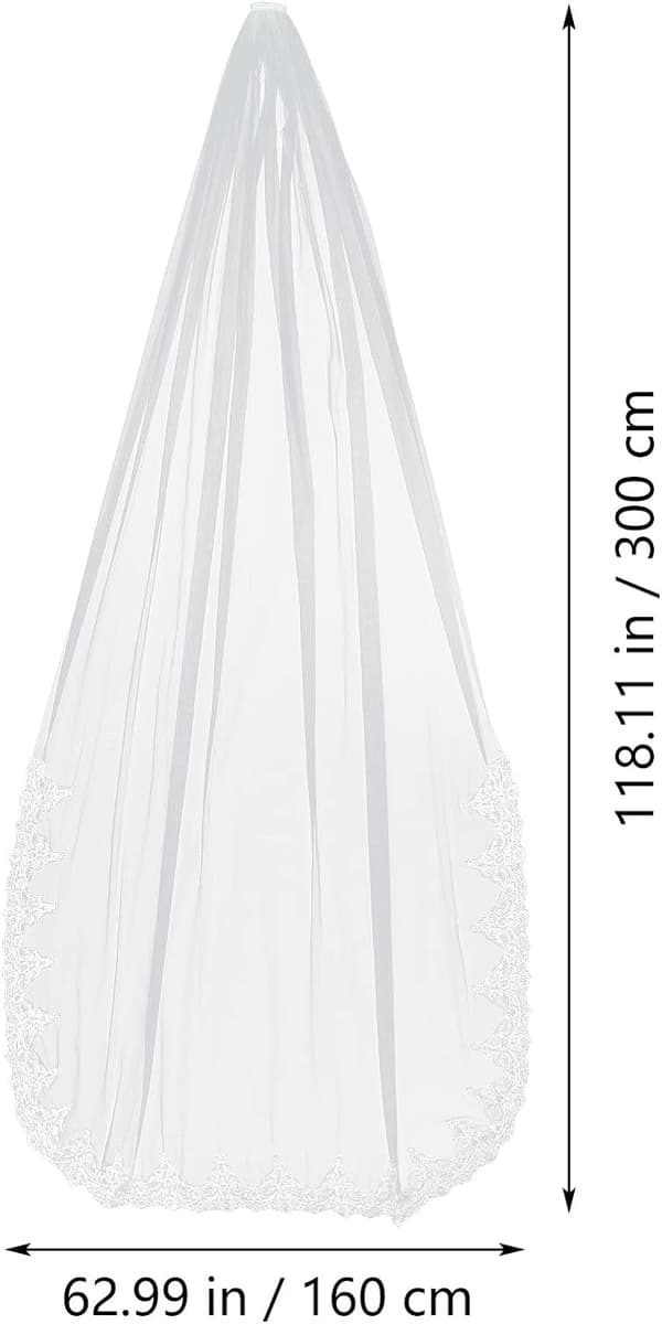 Brude slør, langt, elfenbenshvidt, gulvlængde, 3 m, elegant, simpelt