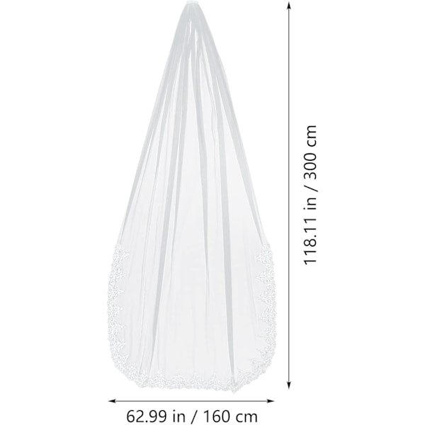 Brudslöja, lång, elfenbensvit, golvlång, 3 m, elegant, enkel