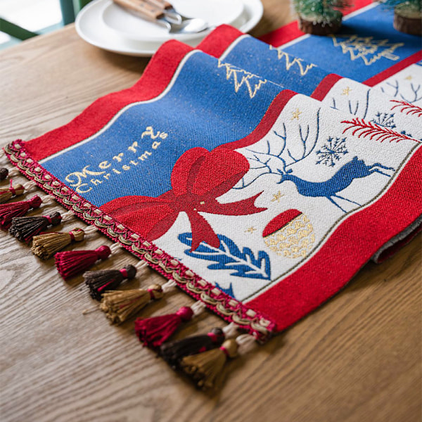 ##/Julebordflagg med frynser, duk, 35*220cm##/