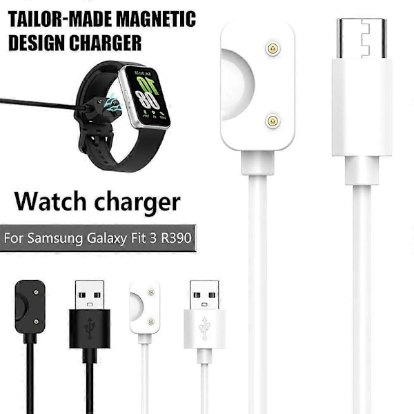 Magnetisk Laddare Effektiv Stabil Laddning Flera Skydd Laddarkabel Smartband Basladdare Adapter Kompatibel Samsung Fit3 R390 Black 1m Type C