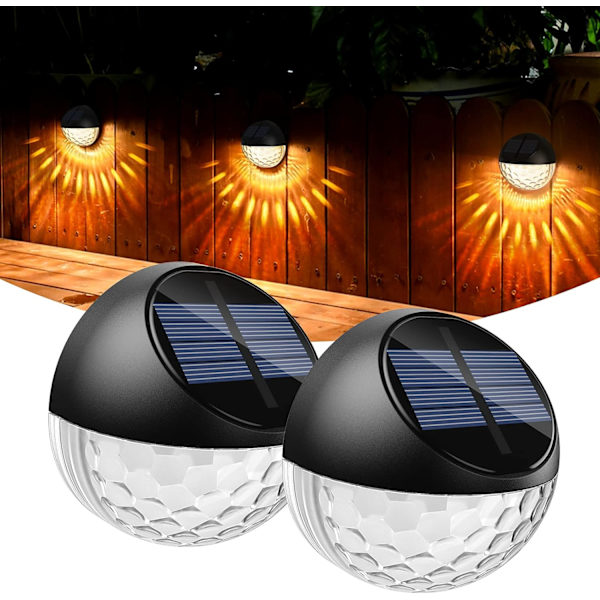 Solcellsdriven LED-vägglampa för utomhus, vattentät IP65, varmt vitt ljus, Ou