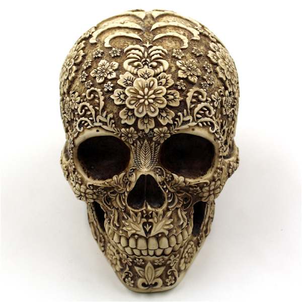 Blomsterkraniet Hodeskalle Resin Dipper Halloween Spooky Prop Udenlandsk Tr