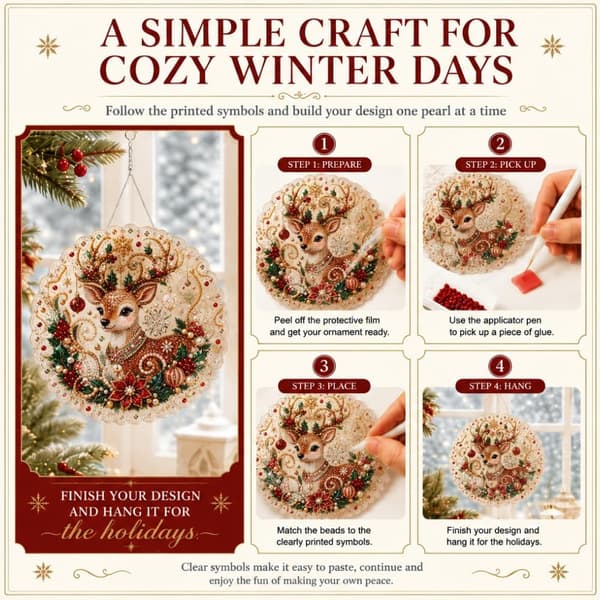 DIY julepynt, 20 cm perle-diamantmaling dekor (Christmas stocking)