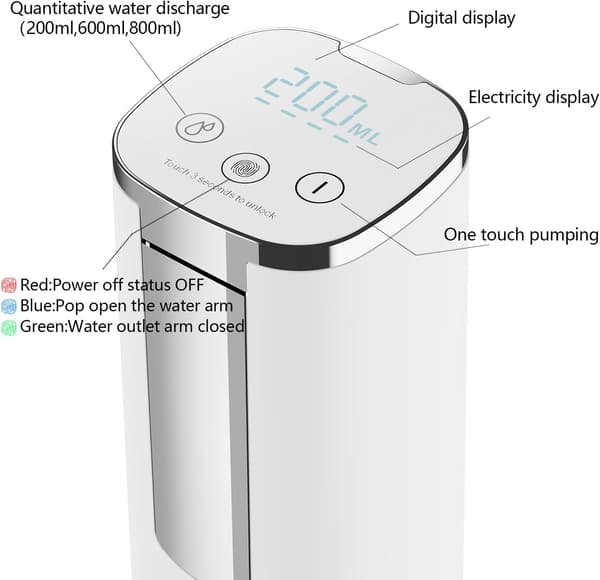 Sammenleggbar bøtte vannpumpe elektrisk vanndispenser, smart LED-display