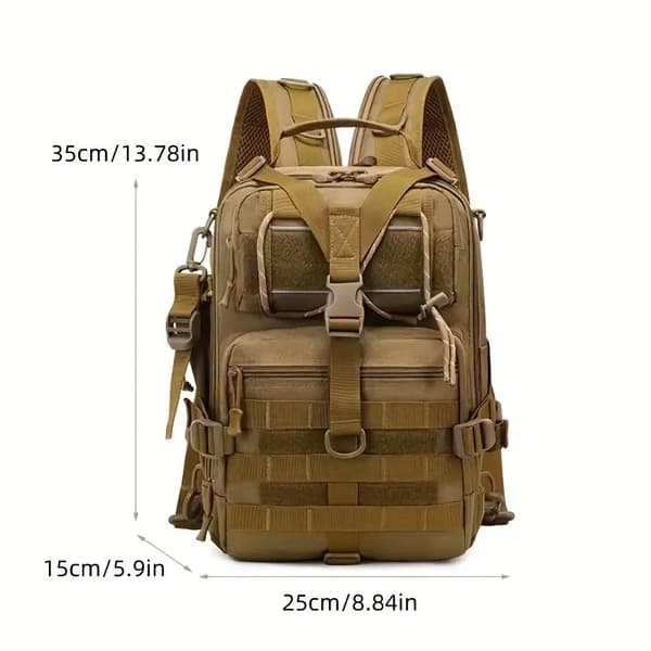 Monitoiminen vedenpitävä ulkoilureppu (maastokuvio)