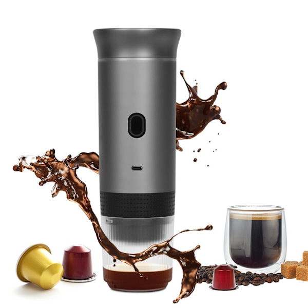 Bärbar Kaffemaskin 3 I 1 Elektrisk Pumptyp Koncentrerat Pulver Kapsel Dubbel Användning Och Uppvärmningsbar Grå