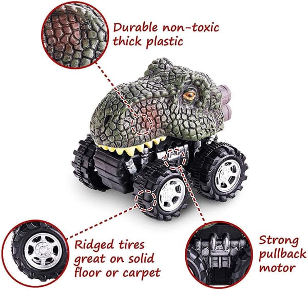 Dinosaur legetøj pull back bil dreng legetøjsbil off-road model sæt (6 stk)
