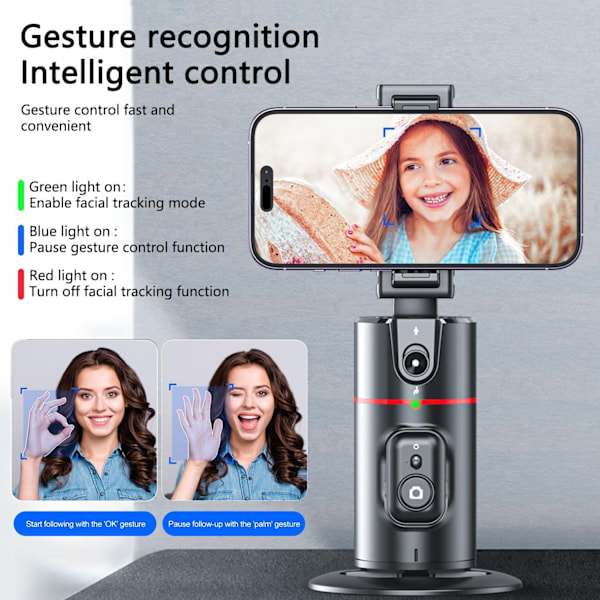 360° Smart Face Body Tracking Selfie Telefonholder Uden App Til Tik Tok, Vlog, Live Broadcast