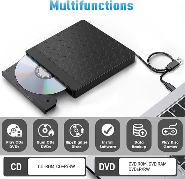 Ulkoinen DVD/CD-poltin 5-in-1 DVD-asema