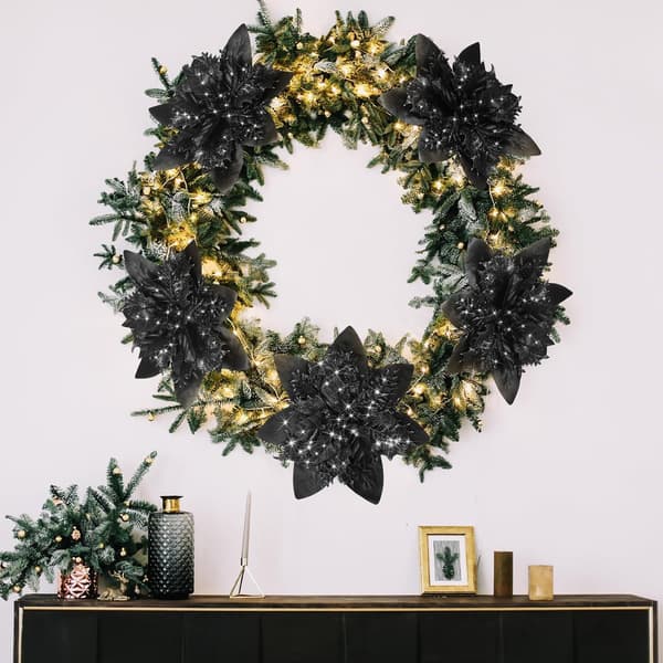 20 stk. juleblomster, sorte kunstige blomster med clips og blomsterstilk