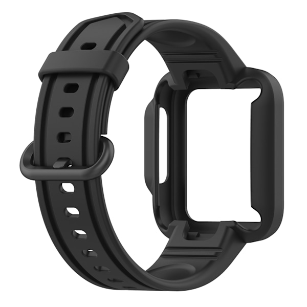 Passer for Redmi 1/Mi Watch Lite/Redmi 2/Mi Watch2 Lite Monokrom Silikon Integrert Klokkerem Svart