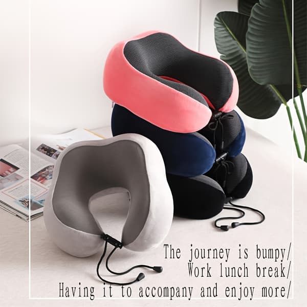 Ergonomisk U-formet Reisepute i Memory Foam, Grå